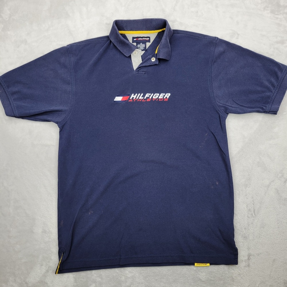 Tommy Hilfiger Shirt Men Medium Vintage Golf Polo Athletics Center Logo Adult M*